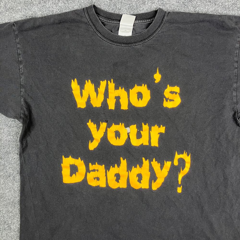Gildan T-Shirt Mens Size XL Black Who’s Your Daddy Funny Graphic Tee Retro Humor